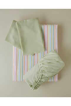 English Home Summer Stripe Çift Kişilik Pike Takımı 200x220 cm Yeşil-Turuncu