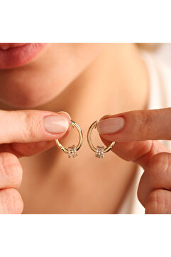 Sembol Gold Altın Halka Küpe Charm 1.4 cm
