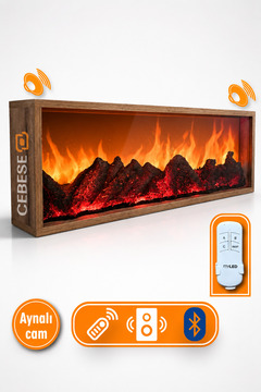 CEBESE Dekoratif Elektrikli Yapay Şömine 100x31.5x16 Cm Farklı Renk Modları,kumandalı, Bluetooth Ses