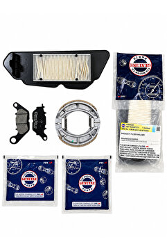 MOTORKİT MK TVS JÜPİTER 125 ORJİNAL ÖN BALATA + ARKA BALATA TAKIMI + HAVA FİLTRESİ BAKIM SETİ