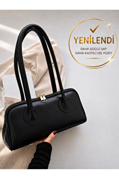 Mojeva Mona Siyah Uzun Saplı Baget El Ve Omuz Kadın Çantası