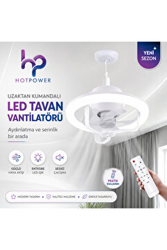 HOT POWER 360° Dönebilen E27 Tavan Vantilatörü Ampul LED Işık Uzaktan Kumandalı RGB Renkli Kısılabilir Vantila
