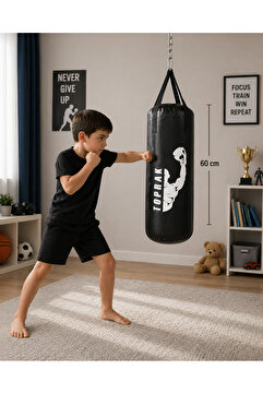 TOPRAK SPORT BOKS TORBASI 60 CM SİYAH ELDİVEN VE KARABİNA HEDİYELİ