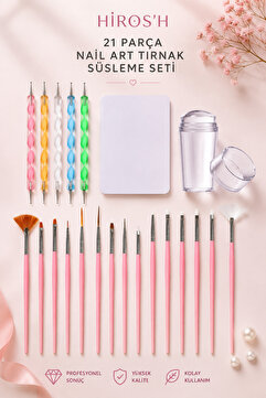 HİROS'H Profesyonel 21 Parça Nail Art Tırnak Süsleme Fırça Seti