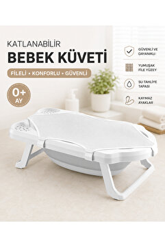 Zuu Baby Bebek Küveti 33 LİTRE Katlanabilir File Hediyeli 2Li Set Uf Gri