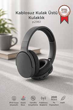 Torima Bluetooth Kulaklık Kulak Üstü Kablosuz Kulaklık P2961 Koyu Gri