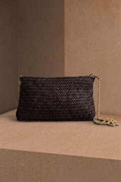 Fullamoda Zincir Askılı Hasır Portföy Clutch Çanta