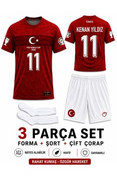 Genel Markalar Türkiye 2026 Kenan Yıldız Kırmızı Beyaz Çocuk Forması Çorap Hediyeli