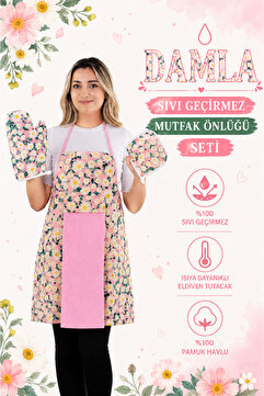 sevilya Damla Sıvı Geçirmez Su Geçirmez Mutfak Önlüğü Havlulu Mutfak Önlüğü (ELDİVEN VE TUTACAK)