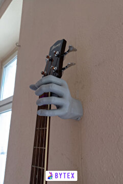 FEEL Eşsiz Tasarımlı El Şeklinde Gitar Duvar Askılığı Gri Renk - Koleksiyonluk Gitar Duvar Dekoru