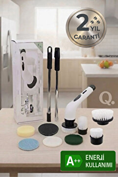 TARZMİNA TİCARET 7 Başlıklı Şarjlı ve Elektrikli Temizlik Fırçası - Banyo-Mutfak-Araç Temizlik - 2 YIL GARANTİ