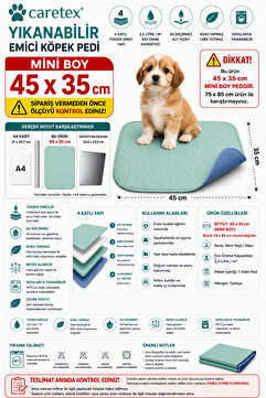 Careshop Caretex Yıkanabilir Emici Köpek Pedi 45x35 cm - Çiş Pedi Tuvalet Eğitim Pedi Su Geçirmez
