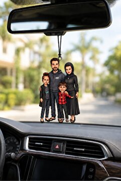 wonderlike Kişiye Özel 4 Kişilik Aile Araba Dikiz Ayna Süsü
