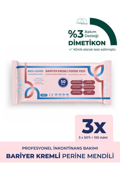 MED-COVER Bariyer Kremli Perine Bölgesi Temizleme Pedi/mendili 50'li - 3 Paket