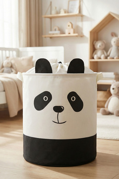 PH Prendi Home Panda Tasarımlı Bebek Çocuk Odası Fileli Düzenleyici Saklama Kutusu Oyuncak Kirli Sepeti 37x40