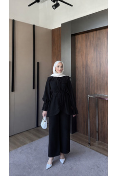 nurvina modest wear Fırfırlı Standart Beden(38/42 Uyumlu)Yazlık Pantolonlu Takım