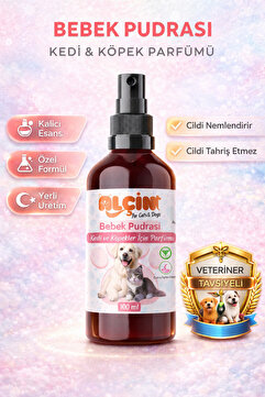 ALÇİN Kedi Ve Köpek Parfümü Bebek Pudrası Kokulu 100 Ml. Cam Şişe