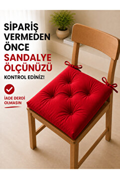 abidehanım Pofidik Sandalye Minderi Bağcıklı Kalın Pamuk Dokulu Özel Dikişli Sandalye Minderi 1 Adet