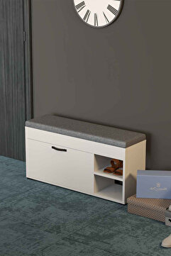 Puflu Ayakkabılık Bench Beyaz 90 cm
