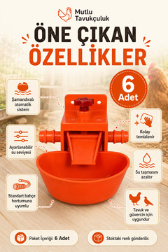 STELLA MODA Otomatik Akıllı Tavuk Civciv Suluğu Suluk 6 Adet Hindi Ördek Bıldırcın Güvercin Yumurta Yumurtacı