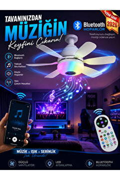 Goes Bluetooth Müzikli Akıllı RGB Renkli LED Işık Sessiz Motor Gece Modlu 6 Kanat Tavan Vantilatörü