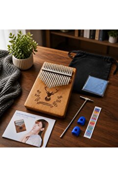 Unichrome Klx-510 Hakiki Ağaç Geyik Desenli Kalimba 17 Tuşlu Ahşap