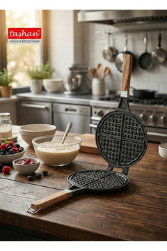 TAŞHAN Döküm Waffle Tavası Ahşap Kulp Siyah