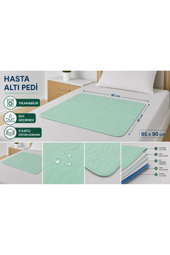 CDE ABSO 5 Katlı Yıkanabilir Hasta Altı Pedi 85x90 cm | Sıvı Geçirmez Yatak Koruyucu | Yüksek Emici | Tekrar Kullanılabilir