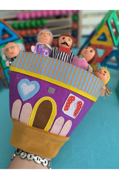 TOYFEST Eldivenli 5 li Aile Üyeleri 3 Boyutlu Parmak Kukla Drama Oyun Aktivite Seti