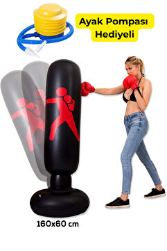 ALFAGİFT Şişme Boks Torbası – Yumruk & Tekme Antrenmanları için | Portatif Kickboks Torbası