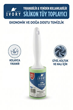 Alıç Ivory Tüy Toplayıcı Rulo Yıkanabilir Silikon - Kedi Köpek Tüyü Ve Elbise Toz Temizleme Aparatı