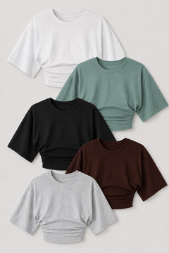 COMBİNE MİCHAİL Kadın Trend Yazlık Şık 5 Li Crop Bluz