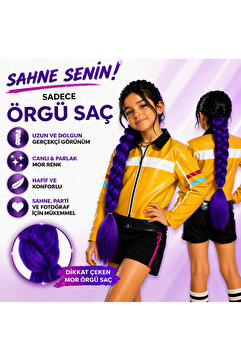 Peonia Kids K-POP Karakteri Rumi Cosplay Örgü Saç Mor Afrika Örgüsü