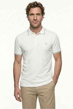 Kiğılı Polo Yaka Slim Fit Yumuşak Dokulu Nakışlı Pamuklu Likralı Esnek Tişört