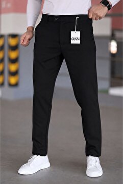 DOPPİO'N DENİM Erkek Siyah Slim Fit Esnek Likralı Kumaş Pantolon