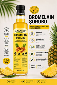 CALMİRA Bromelain Ananas İçeren Detox Şurubu 250 ml / Koenzim Q10 ve L-Karnitin İlaveli