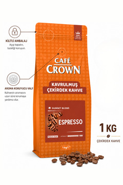 Cafe Crown Çekirdek Kahve 1kg (Medium Roast, Sunset Blend,Espresso)