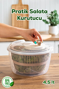 Porsima G-25 Gondol Vega Pratik Salata Kurutucu - Meyve Sebze Yeşillik Yıkama Kurutma Kabı Cappuccino