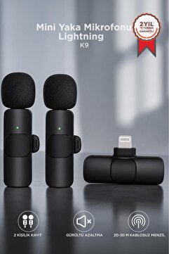 Torima Mini Yaka Mikrofonu Lightning 2 Adet Taşınabilir Mikrofon K9