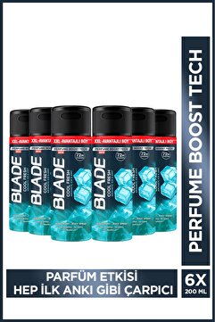 Blade Cool Fresh Erkek Alüminyumsuz Deodorant 6x200 ml Hızlı Kurur,Leke Bırakmaz