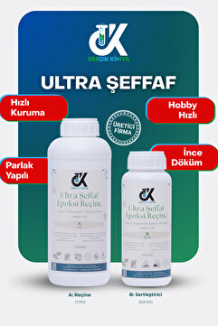 ERKON KİMYA Ultra Şeffaf Hızlı Kuruyan Epoksi Reçine 1.5 Kg – İnce Döküm, Takı, Sunum tahtası, Magnet, Hobi ve Sanat İçin