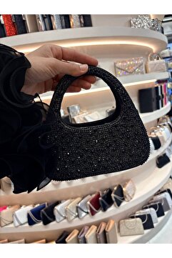 Çanta Trend Kadın Taş Detaylı Saten Abiye Çanta 19 cm Yükseklık 20 cm en