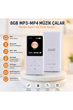 SIGHTZER 8GB DAHİLİ HAFIZALI BLUETOOTHLU MP3-MP4 ÇALAR SES KAYIT FM RADİO DAHİLİ HOPARLÖR EKRANLI MÜZİK ÇALAR