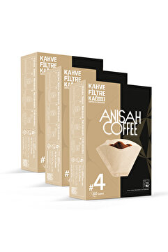 Anisah Coffee 3'lü Filtre Kahve Kağıdı 4 Numara (3x80 Adet) | Kokusuz | Kimyasalsız | Doğa Dostu | Yırtılmaz