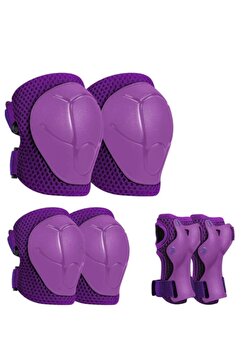 NW NessiWorld Çocuk Koruyucu Set Dizlik Dirseklik Bileklik 6 Parça Paten Scooter Bisiklet Kaykay Koruyucu Mor Renk