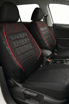 SMRAUTOACCESSORY Fiat Albea Oto Koltuk Kilifi Gof Siyah-kirmizi (Fiat Albea-Marea-Linea-Tipo-Uno-Punto-Egea Uyumlu)