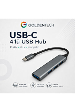 Golden Tech Type-c To Usb Hub 4 Port Çoklayıcı Macbook Ile Uyumlu Çoğaltıcı Type C To Usb Converter Hub