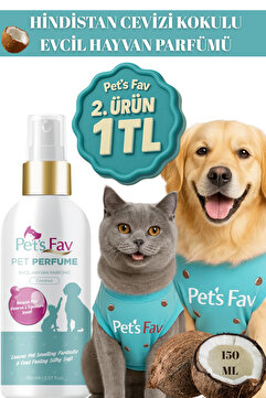 Pets Fav Hindistan Cevizi Kokulu Evcil Hayvan Parfümü – Kedi & Köpek İçin Tüy Bakım Spreyi 150 ml