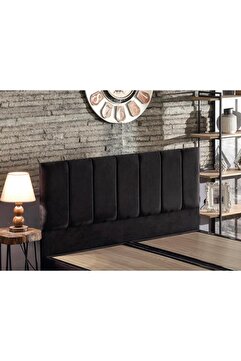 Niron Yatak Niron Piano Lite Başlık - Çift Kişilik Yatak Başlığı, Silinebilir Siyah Soho Kumaş Baza Başlığı