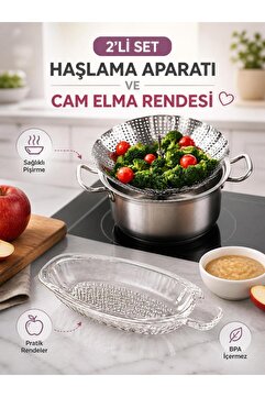 MorBebe Bebekler için Ek Gıda Haşlama Aparatı ve Cam Elma Rendesi 2'li Set
